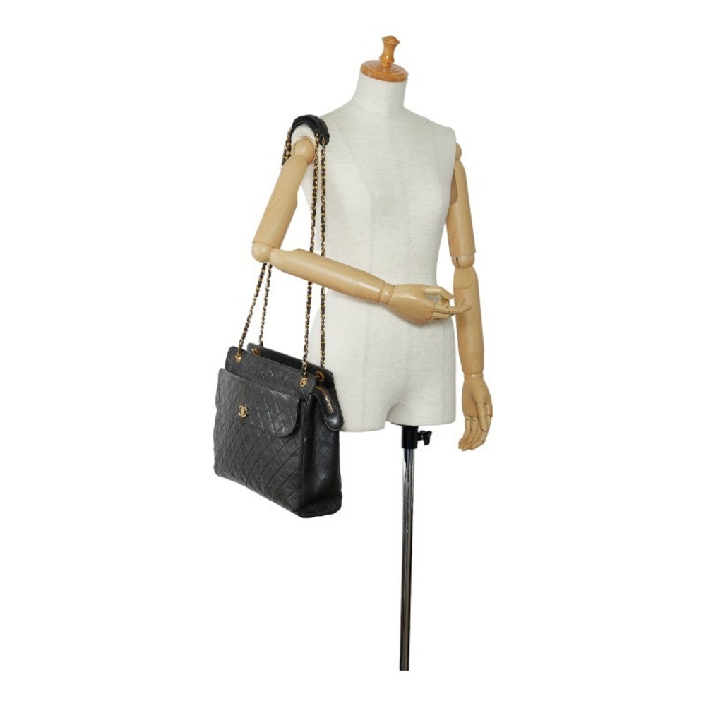 Chanel Coco Mark Chain Tote Bag Lambskin Black Gold